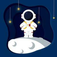 Layered view of outer space with an astronaut on moon Vector