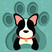 Cute dog character on layered paw Vector