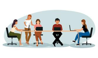 Group of people characters working on a coworking office Vector