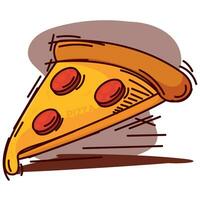 Isolated retro slice of pizza sketch image Vector