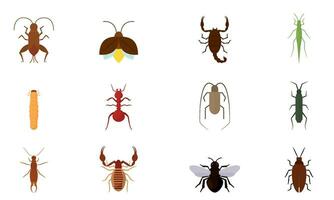 conjunto de diferente de colores insecto íconos vector