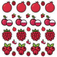 Seamless pattern background with set of fruit icons Vector