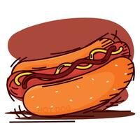 Isolated retro hot dog sketch image Vector