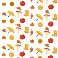 Seamless pattern background with autumn icons Vector