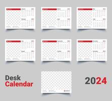 2024 Calendar year vector illustration. week starts on Sunday, Simple planner design template, desk calendar 2024 year, wall calendar 2024 template, print media, advertisement