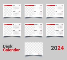 2024 Calendar year vector illustration. week starts on Sunday, Simple planner design template, desk calendar 2024 year, wall calendar 2024 template, print media, advertisement