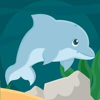 Isolated cute dolphin sea animal character Vector