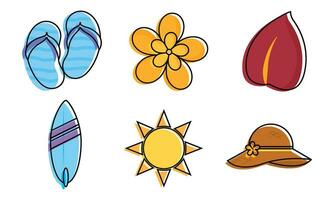 Set of colored summer sketch icons Vector