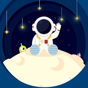 en capas ver de exterior espacio con un astronauta en Luna vector