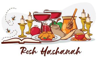 Hand drawn Rosh Hashanah objects Vector