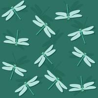 Seamless pattern background with dragonfly insect icons Vector