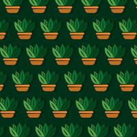 Seamless pattern background with indoor plant icons Vector