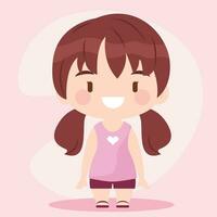 Isolated colored cute chibi female korean anime character Vector