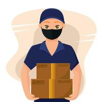 Isolated delivery boy carrying a delivery box Vector