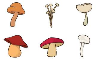 Sert of different colored mushroom icons Vector