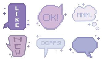 Set of pixelated comic speech bubble chats Vector