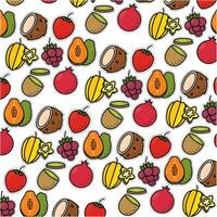 Seamless pattern background with set of fruit icons Vector