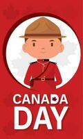 Vertical canada day template with a male forest ranger character Vector