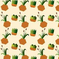 Seamless pattern background with indoor plant icons Vector