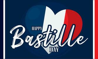 Horizontal happy bastille day template with a heart shape Vector