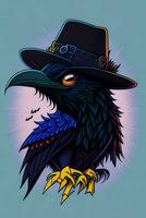 A detailed illustration of a Crow for a t-shirt design, wallpaper, and fashion photo