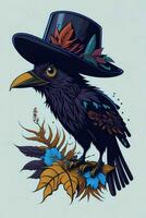 un detallado ilustración de un cuervo para un camiseta diseño, fondo de pantalla, y Moda foto