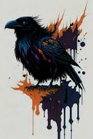 A detailed illustration of a Crow for a t-shirt design, wallpaper, and fashion photo