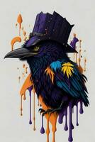 A detailed illustration of a Crow for a t-shirt design, wallpaper, and fashion photo