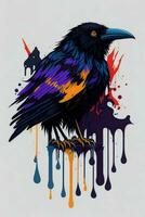 A detailed illustration of a Crow for a t-shirt design, wallpaper, and fashion photo