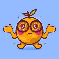 gracioso naranja Fruta personaje mascota con confuso expresión aislado dibujos animados en plano estilo diseño vector