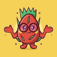 funny dragon fruit character mascot with confused gesture isolated cartoon in flat style design vector