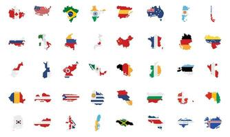 Set of colored country maps with its flags Vector