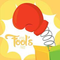 Joke box gloving boxing April fools day Vector