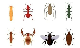 Set of different colored insect icons Vector