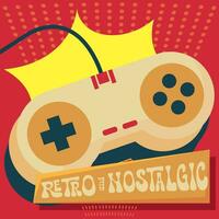 Isolated colored retro videogame joystick Nostalgic retro background Vector