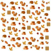 Seamless pattern background with autumn icons Vector