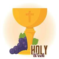 Chalice with grapes Holy week Vector