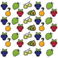 Seamless pattern background with set of fruit icons Vector