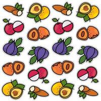 Seamless pattern background with set of fruit icons Vector