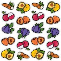 Seamless pattern background with set of fruit icons Vector