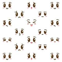 Seamless pattern background with borderless facial expressions Vector