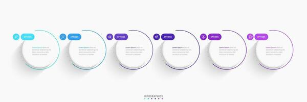 Vector Infographic label design template with icons and 6 options or steps. Can be used for process diagram, presentations, workflow layout, banner, flow chart, info graph.