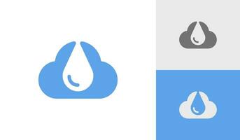 nube icono con gota de agua logo diseño vector