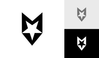 Letter MV with star logo design vector
