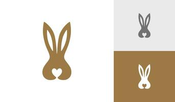 Rabbit with love symbol logo design vector