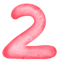 Watercolor Style Pink Number 2 Art png