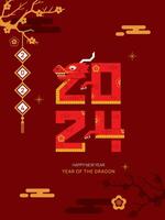 Chinese New Year 2024, Year of the Dragon. Lunar New Year background, banner, Geometric style. vector