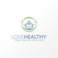 Logo design graphic concept creative abstract premium vector stock sign silhouette love, leaves, and lotus. Related to healthy care meditation yoga