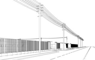 3d ilustración de industrial edificio vector