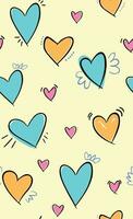 Vector illustration of pattern with scattered hearts. Art for prints on fabrics, wallpapers and etc. Drawing in a stripped-down style with simple strokes.